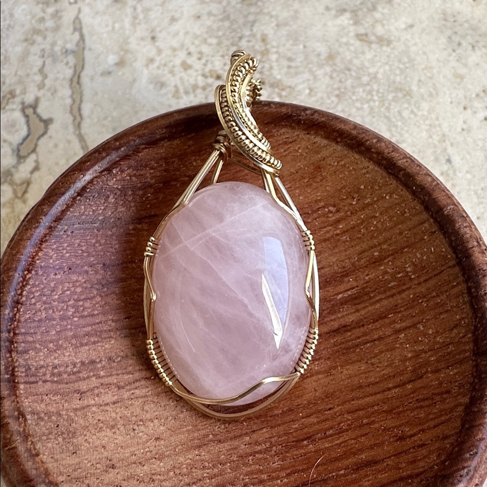 14k Gold Filled Rose Quartz Necklace on 18 inch GF Chain